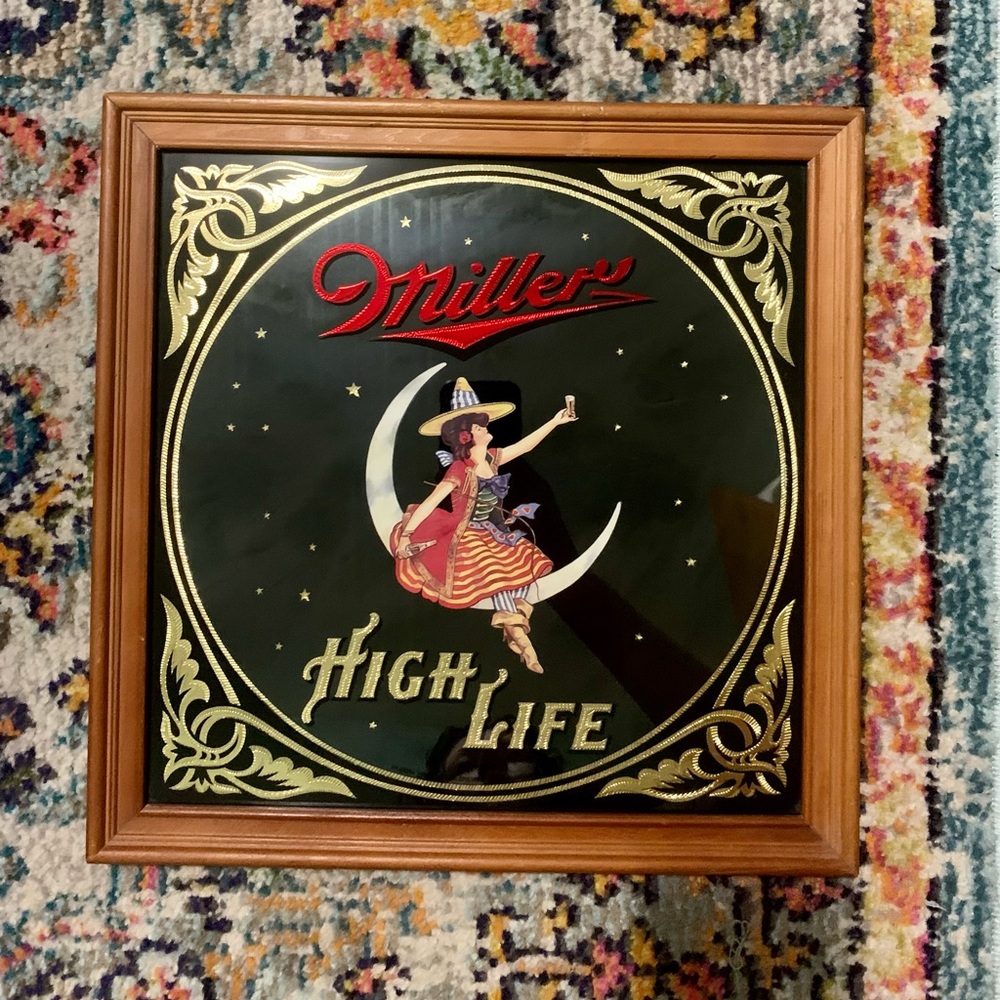 Miller High Life “Girl on the Moon” framed sign